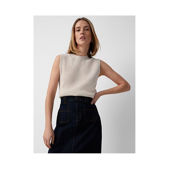 Simons Sweaters - Linen Knit Crew Neck Sleeveless Sweater - sz M